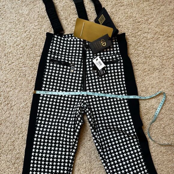 GOLDBERGH WOMEN'S HIGH END SALOPETTE SKI PANTS BIB STARSKI BLACK WHITE NWT US 10 - Picture 4 of 5